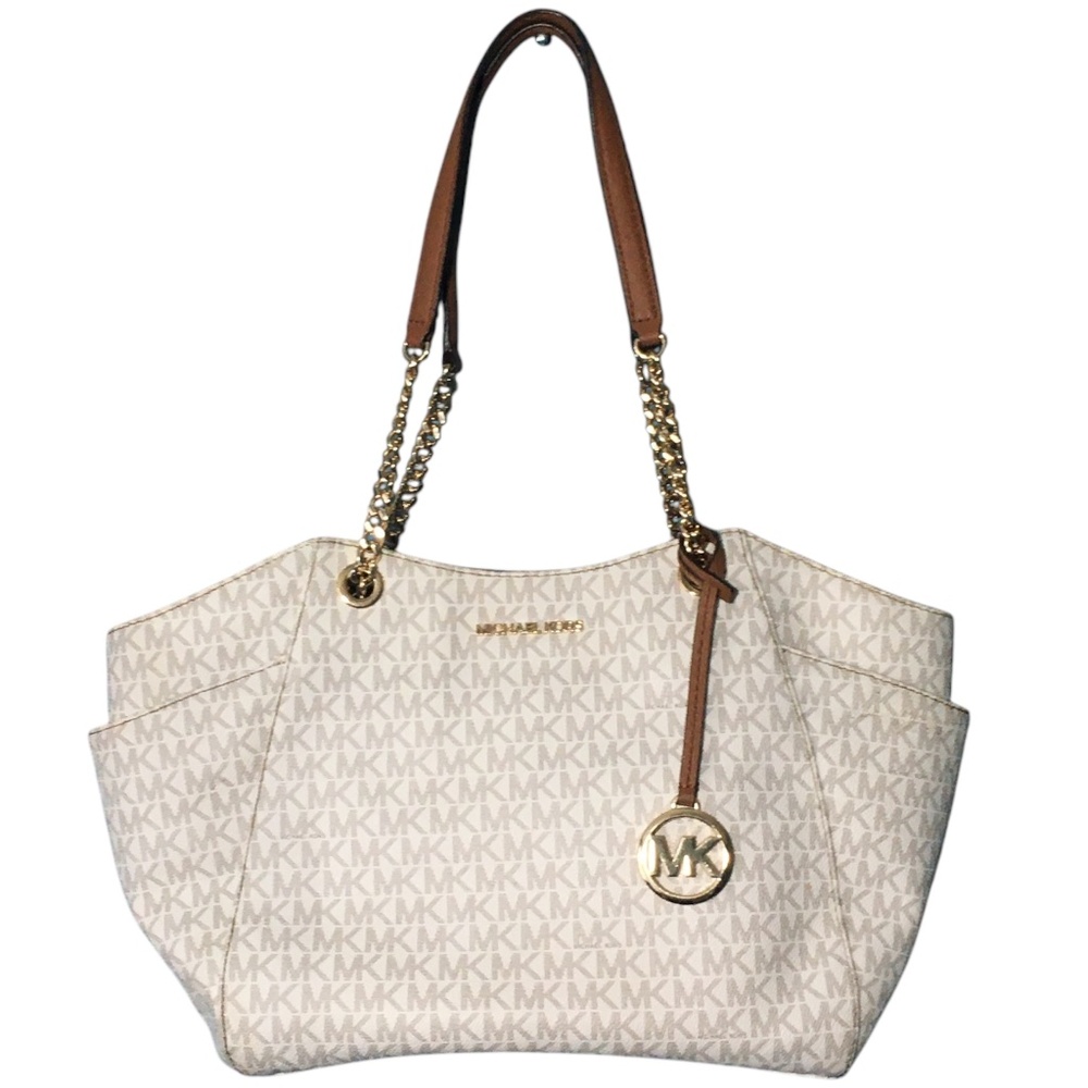Michael Kors Jet Set Large Vanilla Chain Shoulder Tote